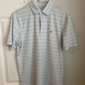 Vineyard Vines Blue and White Striped Polo